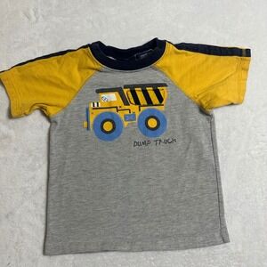 VTG Faded Glory Toddler 4T Dump Truck Shirt Y2K Raglan Colorblock Kidcore Grey